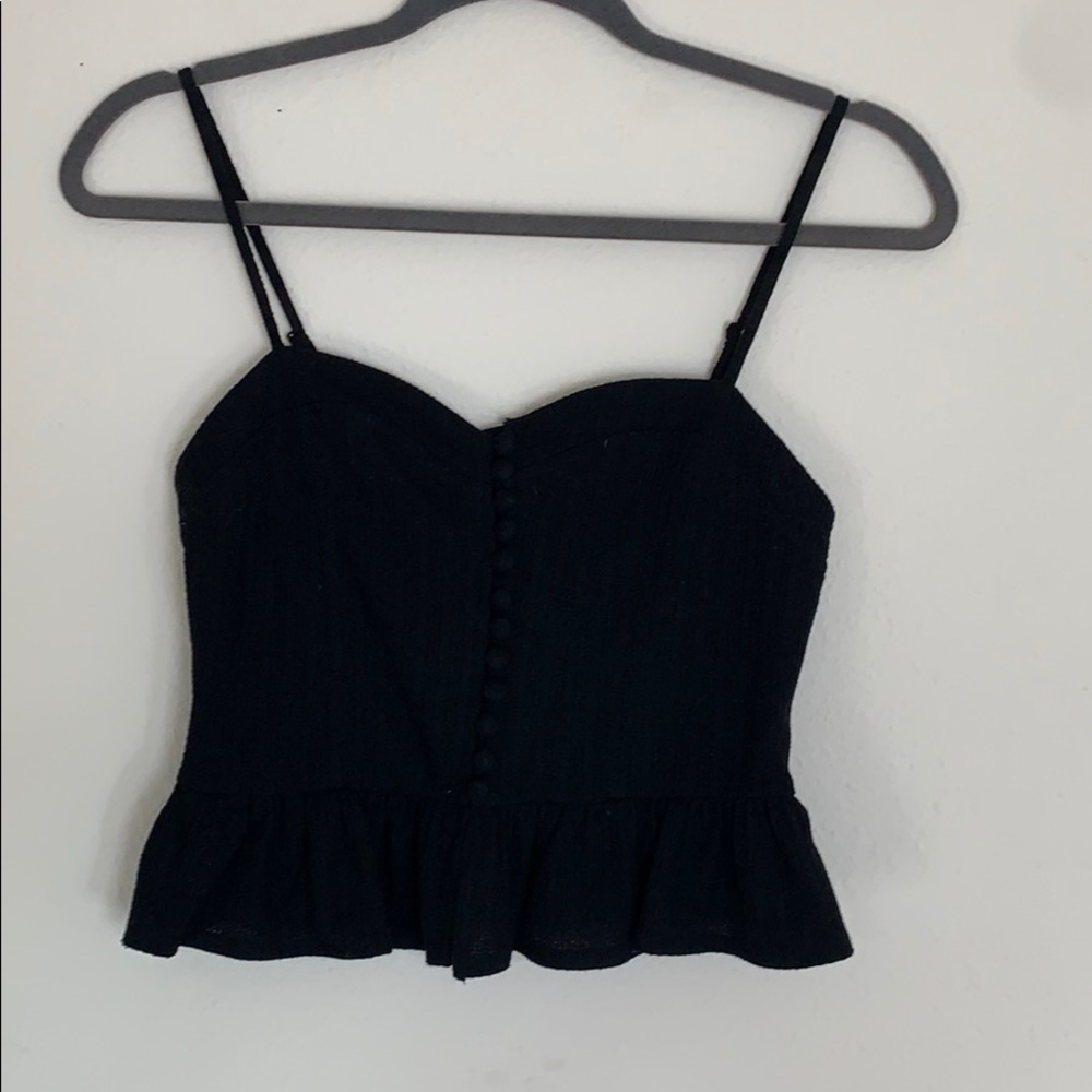Ruffle Button Front Crop Cami - Small